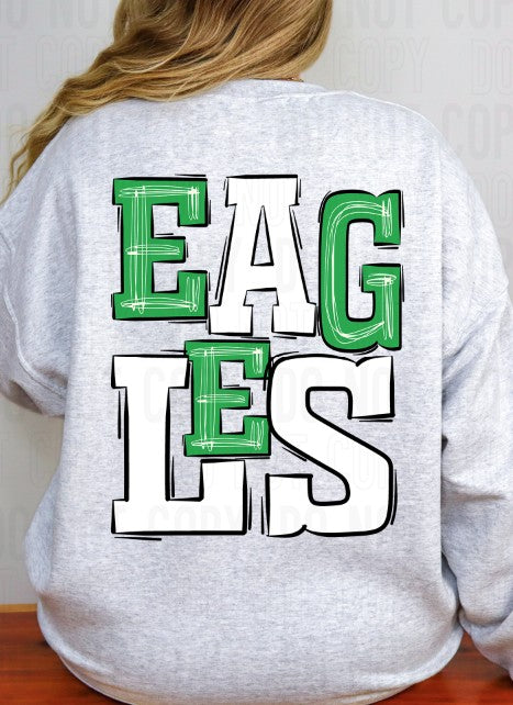 Eagles Kelly Green/White Sporty Mascot DTF Transfer