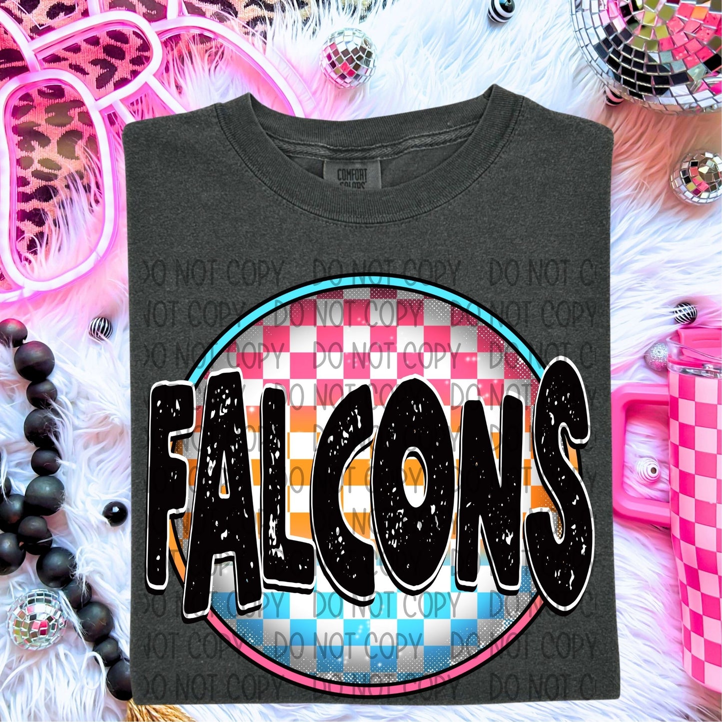 Neon Checkered Mascots DTF Transfer
