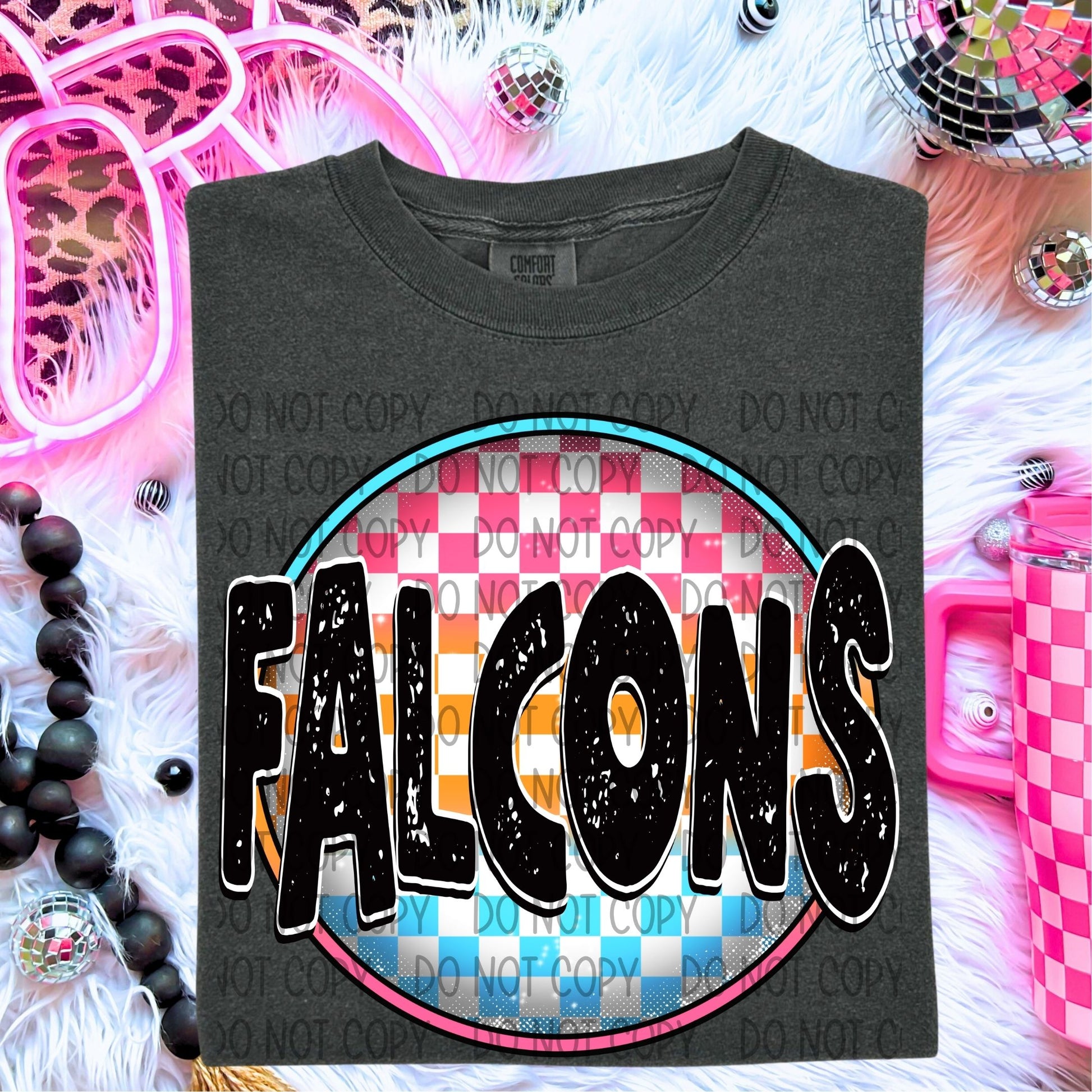 Neon Checkered Mascots DTF Transfer