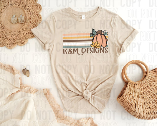 Neutral Fall Retro Stripe Custom Name DTF Transfer
