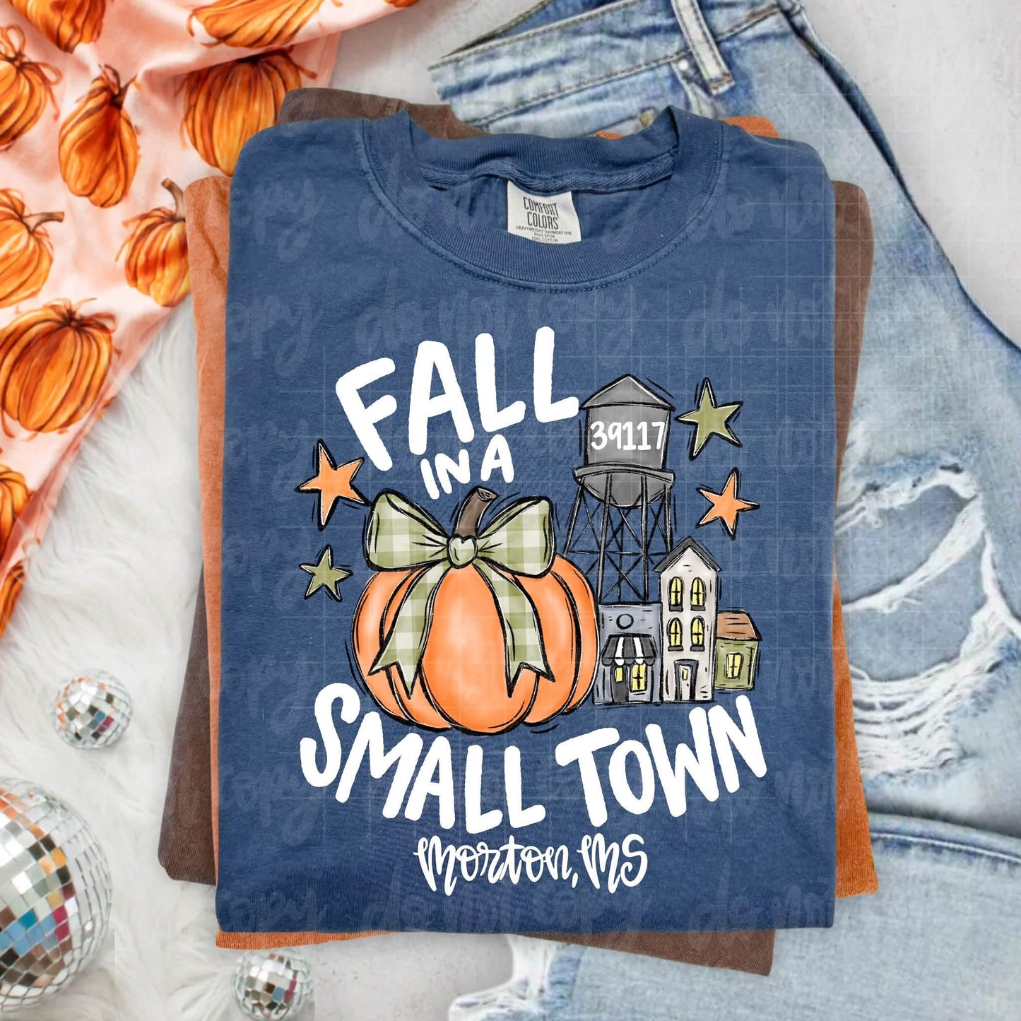 Fall In A Small Town Custom City, St. / Zipcode DTF Transfer