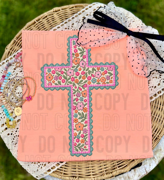 Cross Faux Stitched DTF Transfer