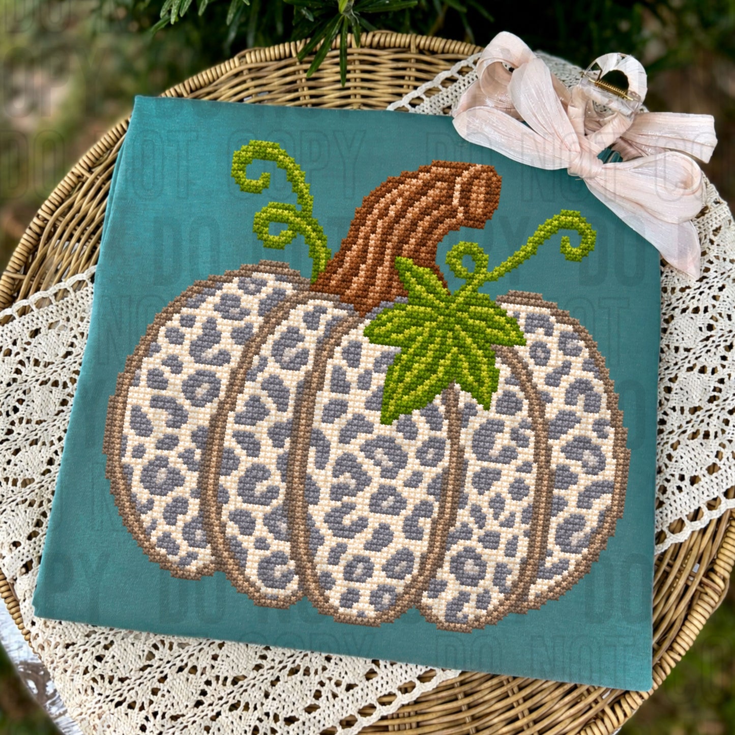Leopard Pumpkin Faux Stitched DTF Transfer