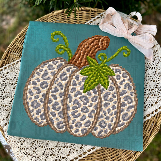 Leopard Pumpkin Faux Stitched DTF Transfer