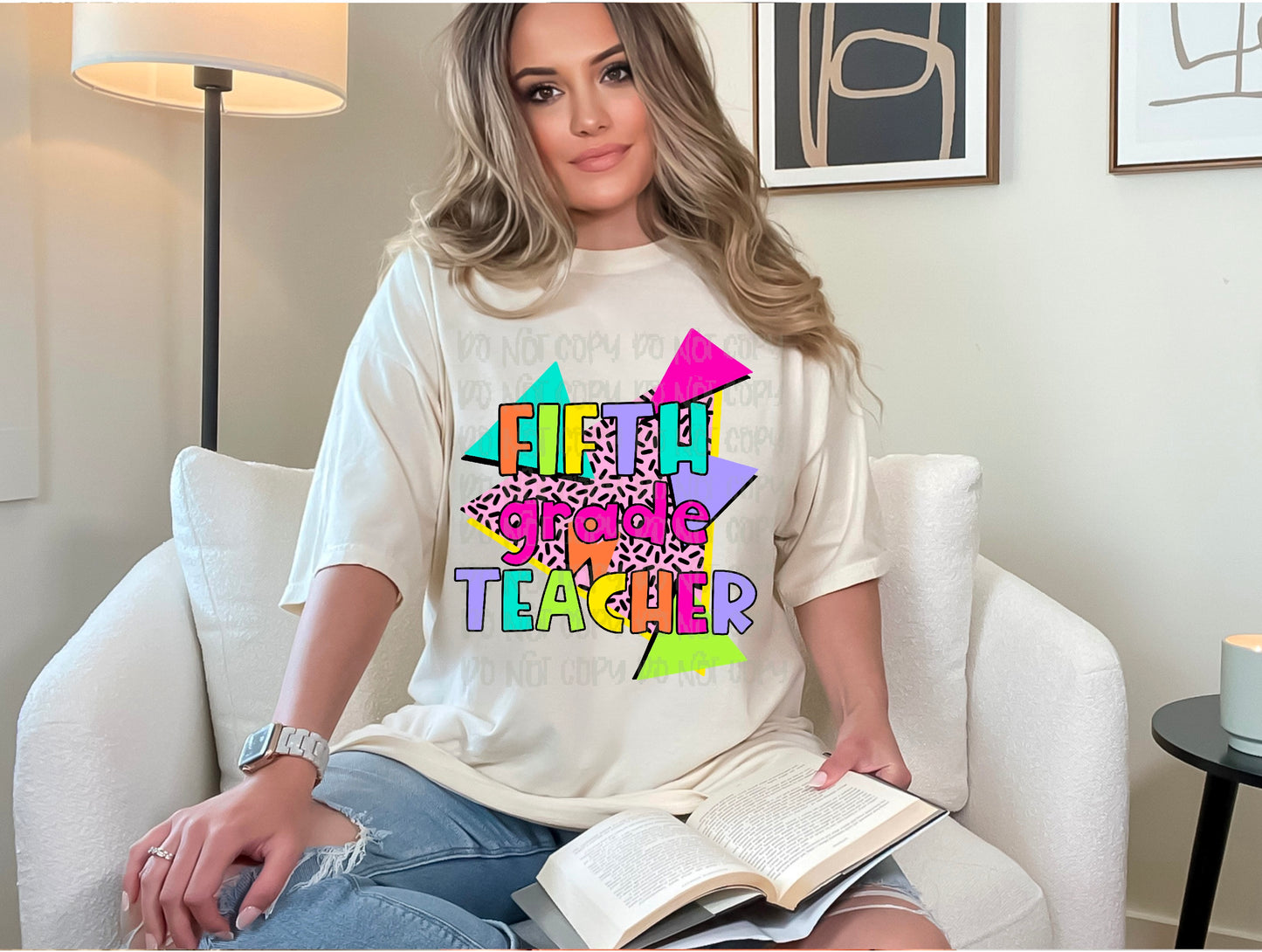 Fifth Grade Teacher 90s Theme DTF Transfer