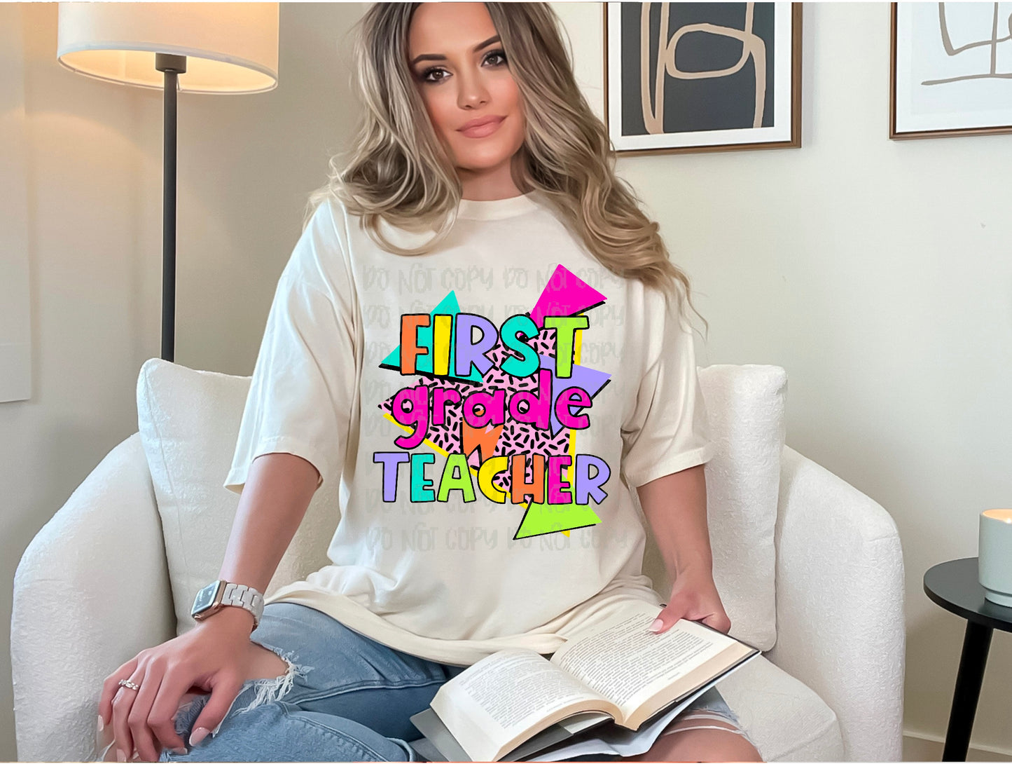 First Grade Teacher 90s Theme DTF Transfer