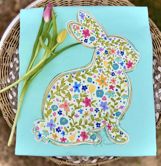Floral Bunny DTF Transfer