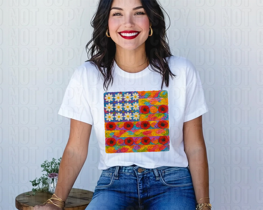 Floral Flag DTF Transfer