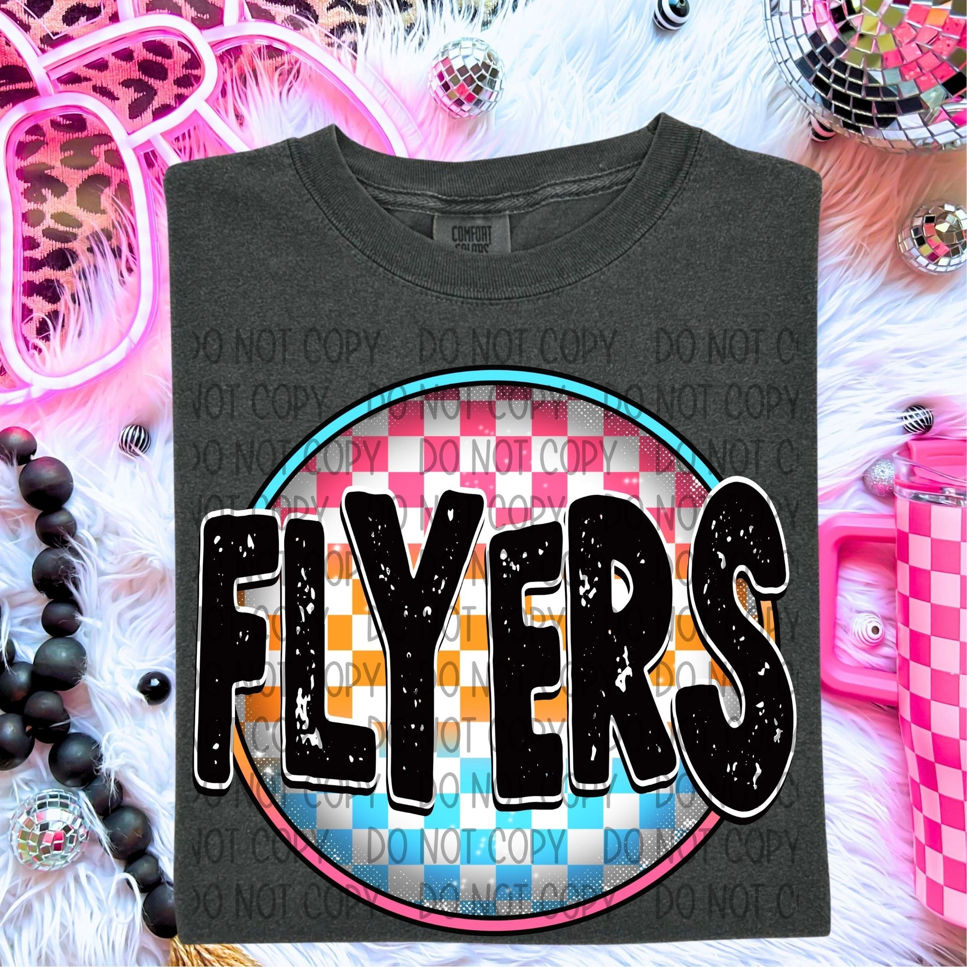 Neon Checkered Mascots DTF Transfer