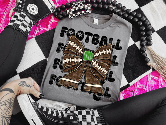 Football Bow Stone Stacked DTF Transfer
