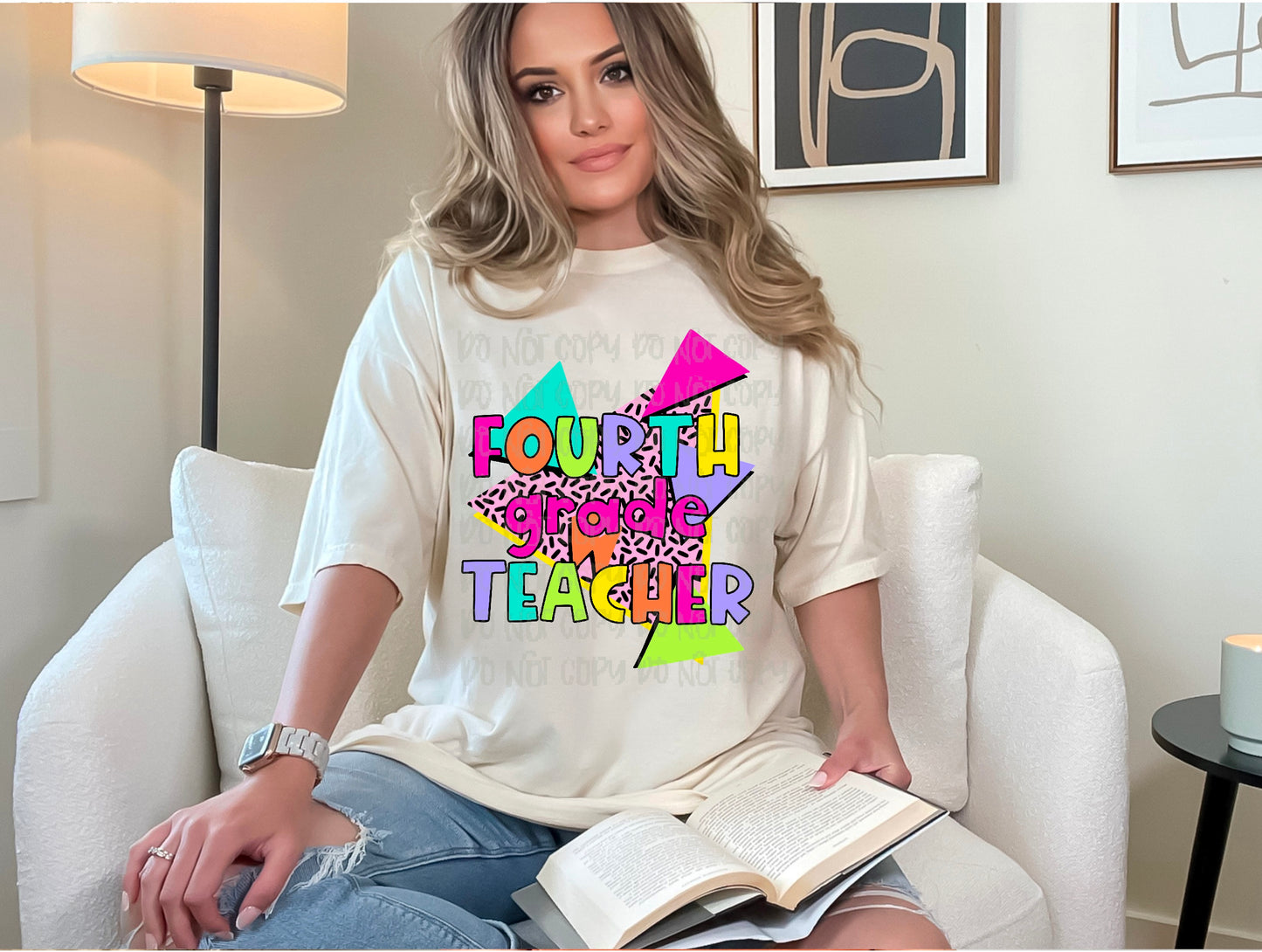 Fourth Grade Teacher 90s Theme DTF Transfer