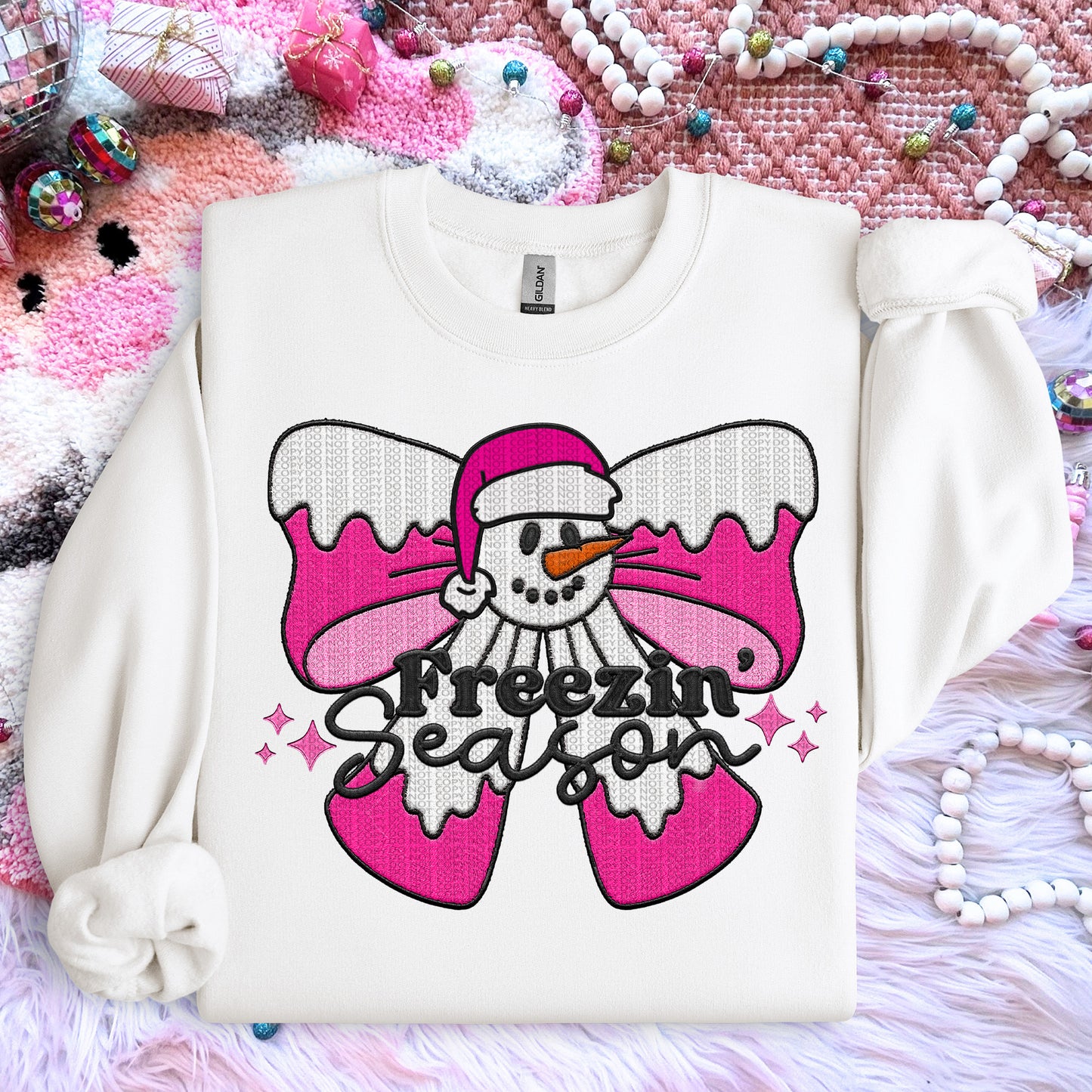 Freezin Season Snowman Pink Coquette DTF Transfer