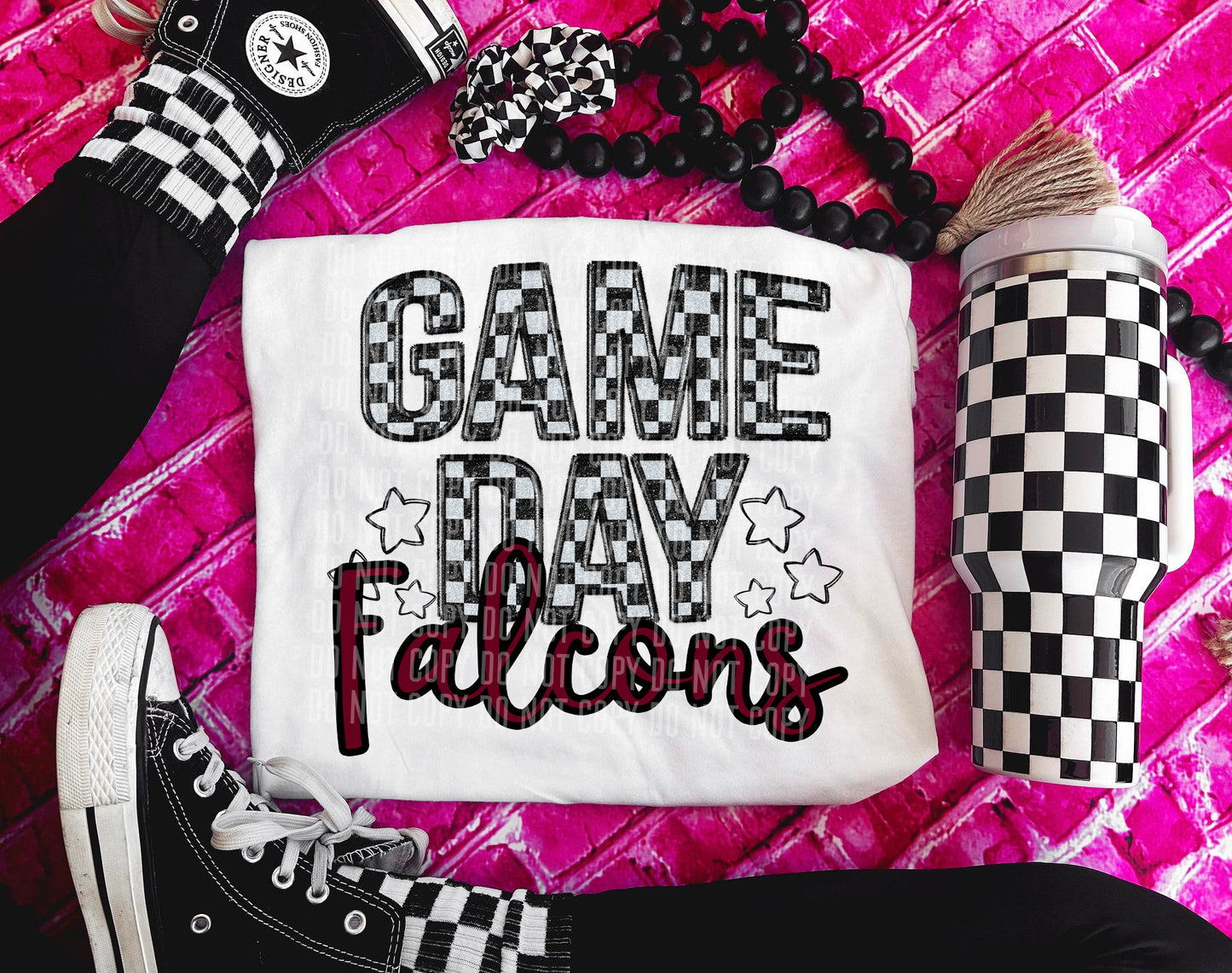 Falcons Maroon Game Day Check DTF Transfer