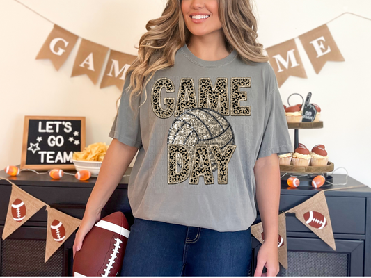 Gameday Volleyball Sparkly Cheetah Faux DTF Transfer