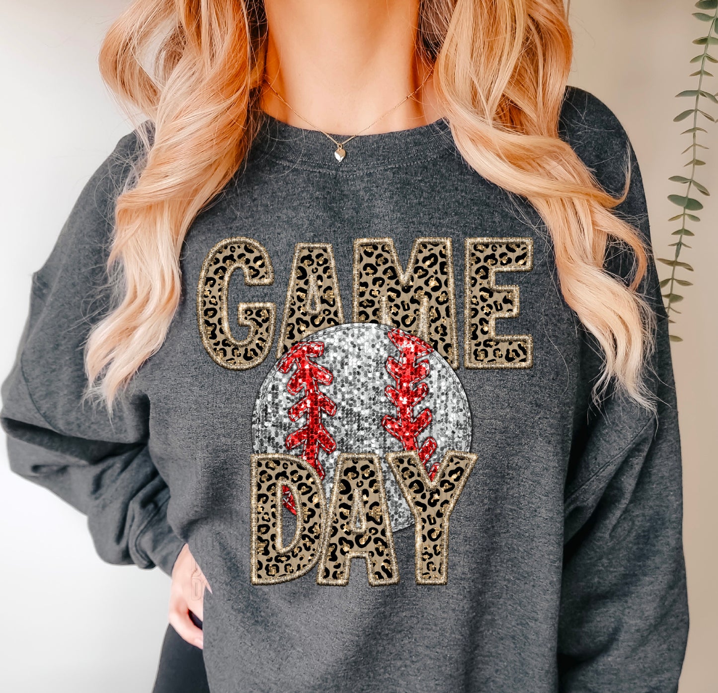 Gameday Baseball Sparkly Cheetah DTF Transfer