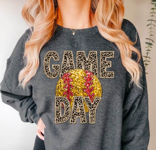 Gameday Softball Sparkly Cheetah DTF Transfer