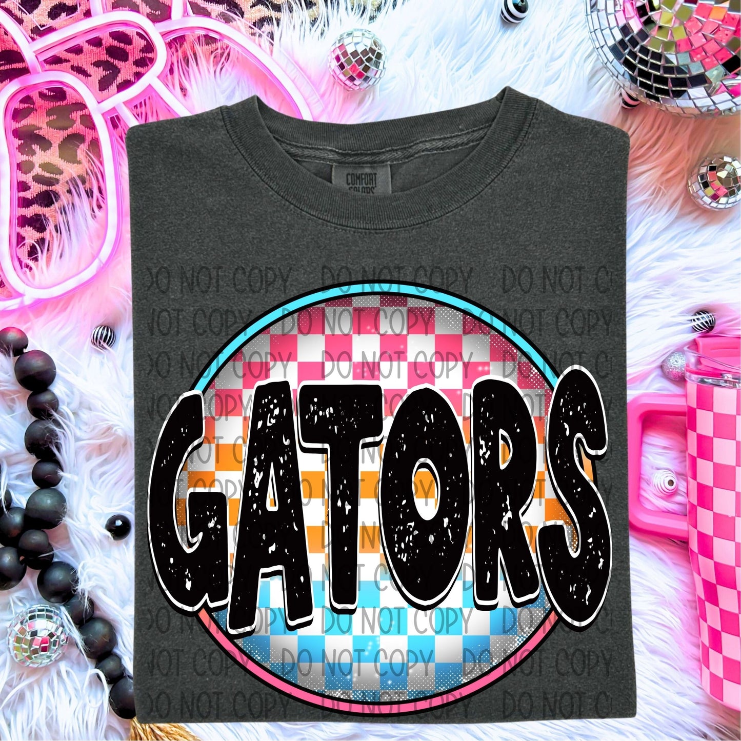 Neon Checkered Mascots DTF Transfer