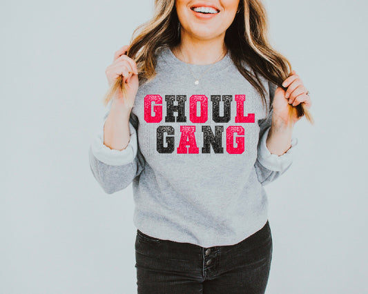 Ghoul Gang Pink/Black Glittery Faux DTF Transfer