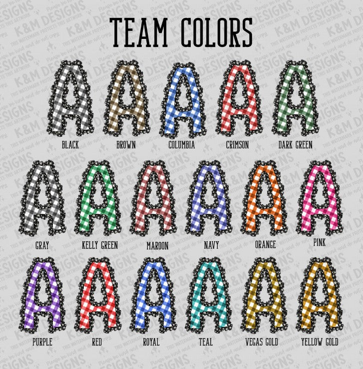 Gingham + Ruffles Custom Script DTF Transfer