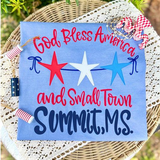 God Bless America And Small Town City, St. Custom DTF Transfer