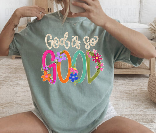 God Is Good Floral DTF Transfer