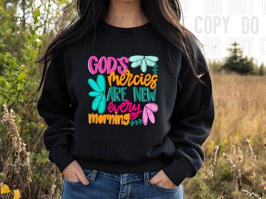 God's Mercies Are New Every Morning Floral Art DTF Transfer