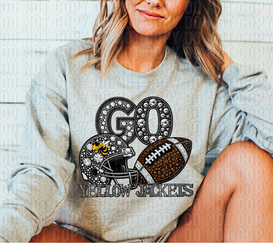 Go Yellowjackets Rhinestones DTF Transfer