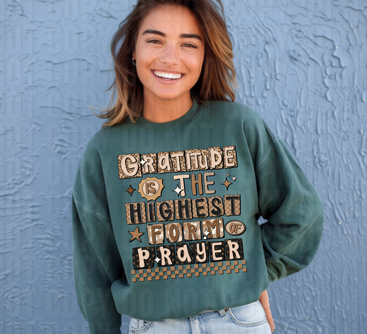 Gratitude Brown Checkered DTF Transfer
