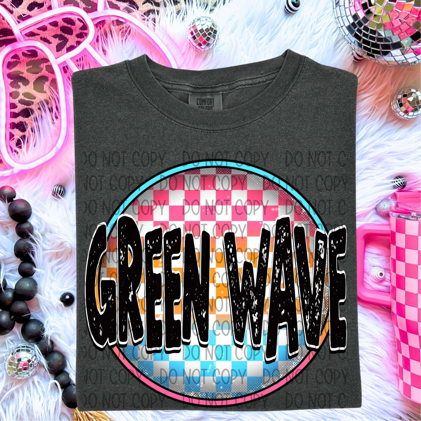 Neon Checkered Mascots DTF Transfer