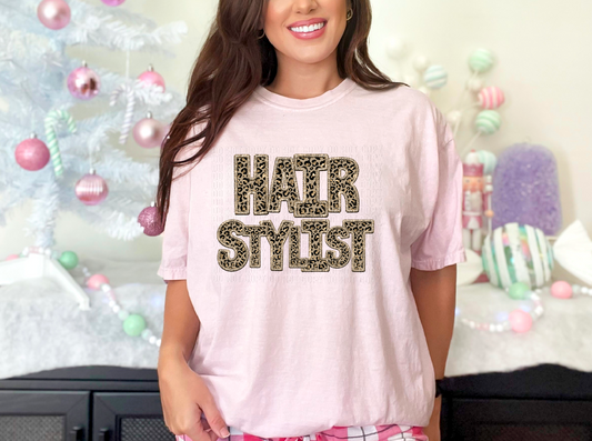 Hairstylist Sparkly Cheetah DTF Transfer