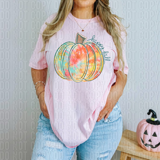 Happy Fall Tie-dye Pumpkin DTF Transfer