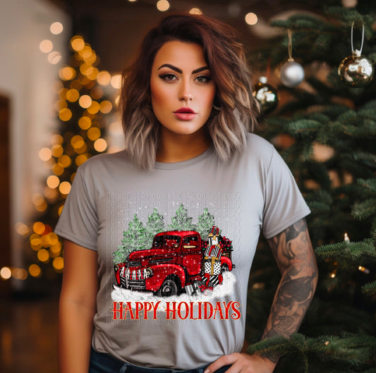 Happy Holidays Vintage Truck DTF Transfer