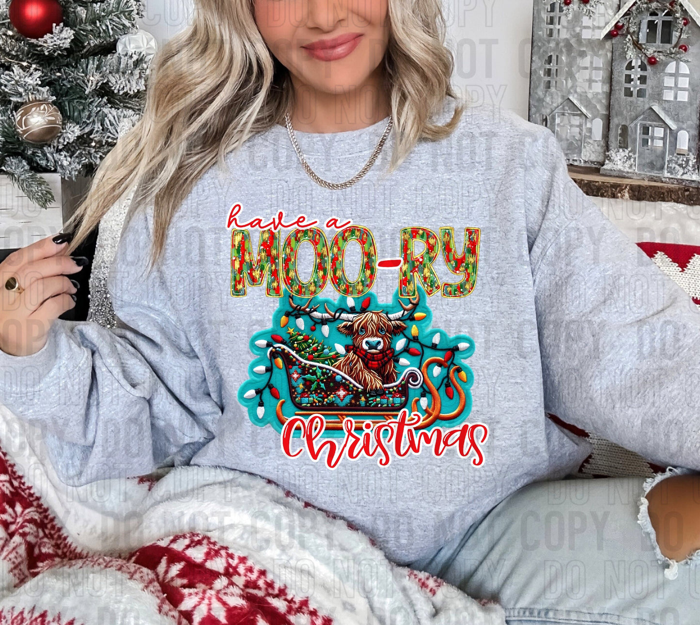 Have A Moo-ry Christmas DTF Transfer