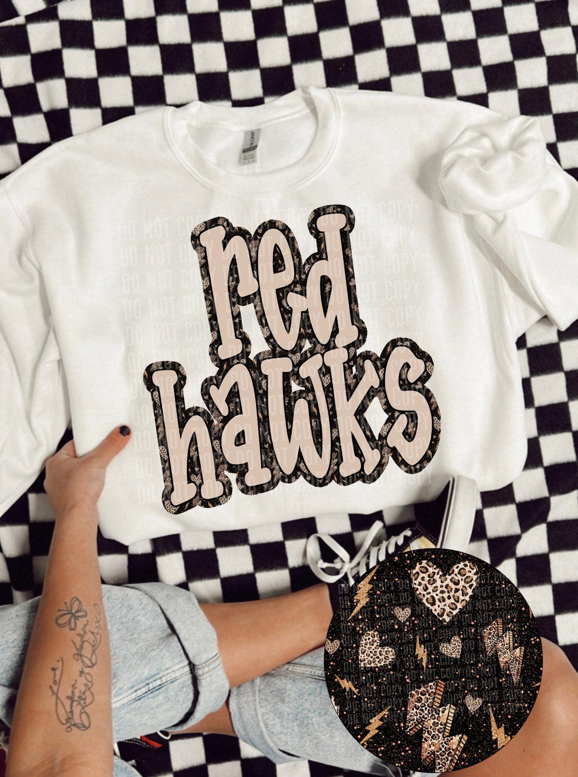Red Hawks Heart Bolt Mascot DTF Transfer