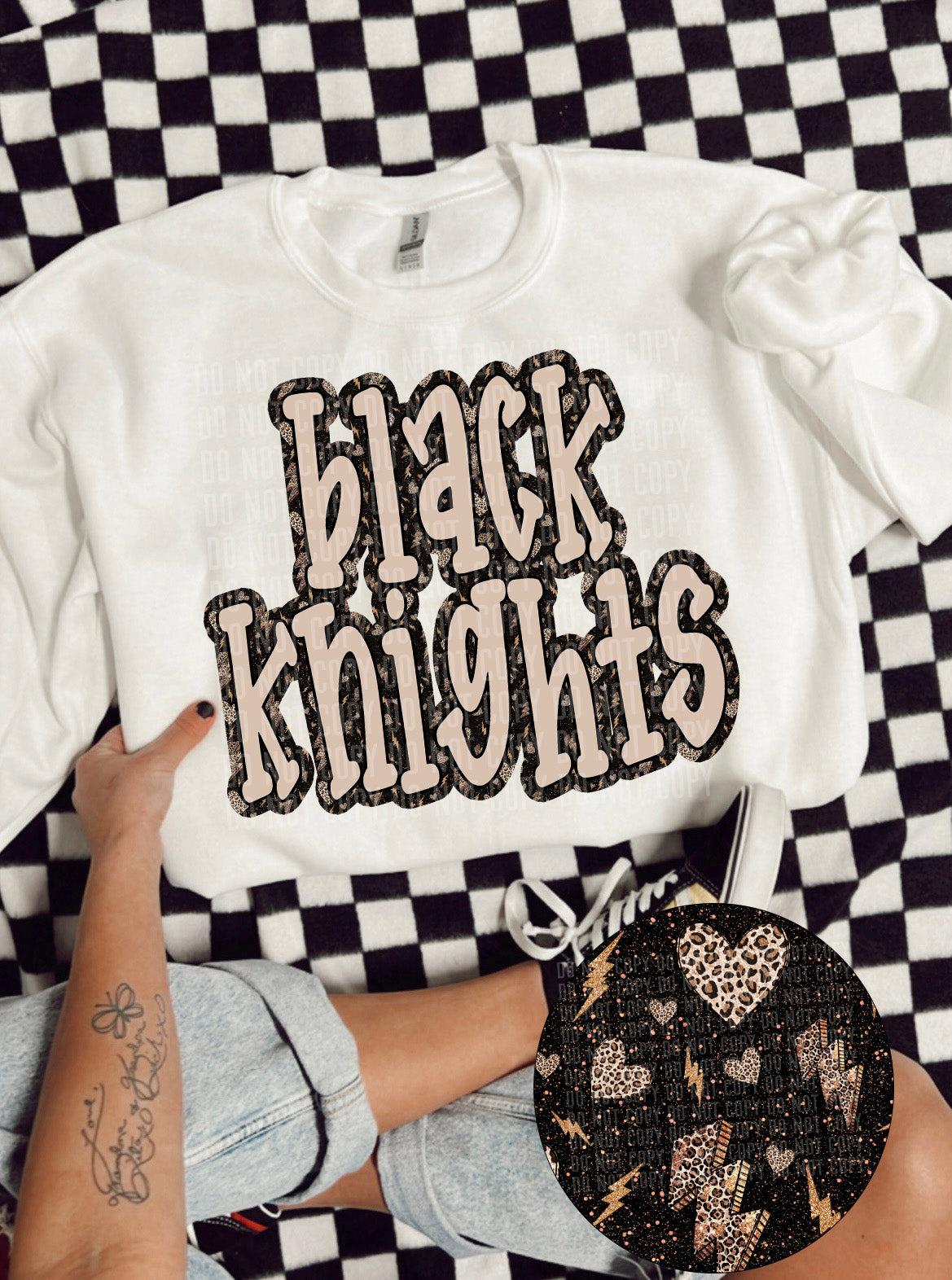 Black Knights Heart Bolt Mascot DTF Transfer