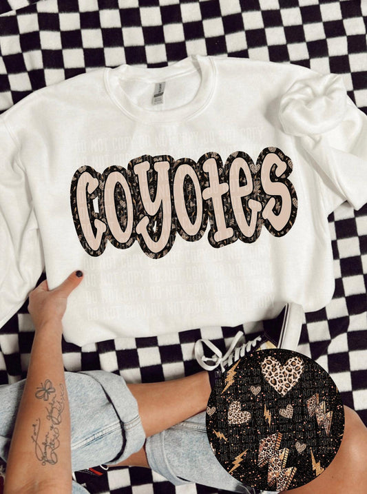 Coyotes Heart Bolt Mascot DTF Transfer