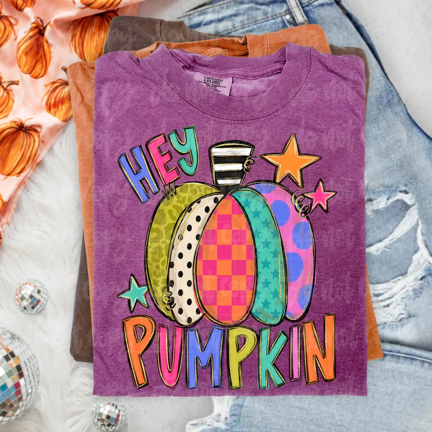 Hey Pumpkin Patterned Pumpkin DTF Transfer