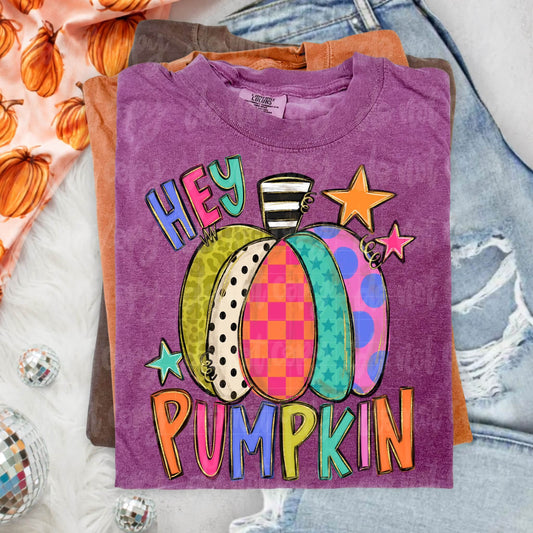 Hey Pumpkin Patterned Pumpkin DTF Transfer