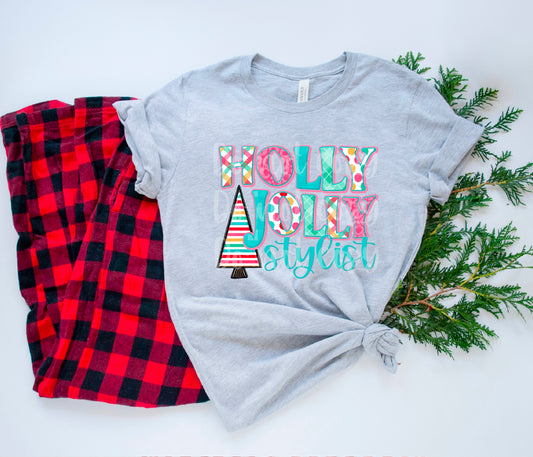 Holly Jolly Stylist DTF Transfer