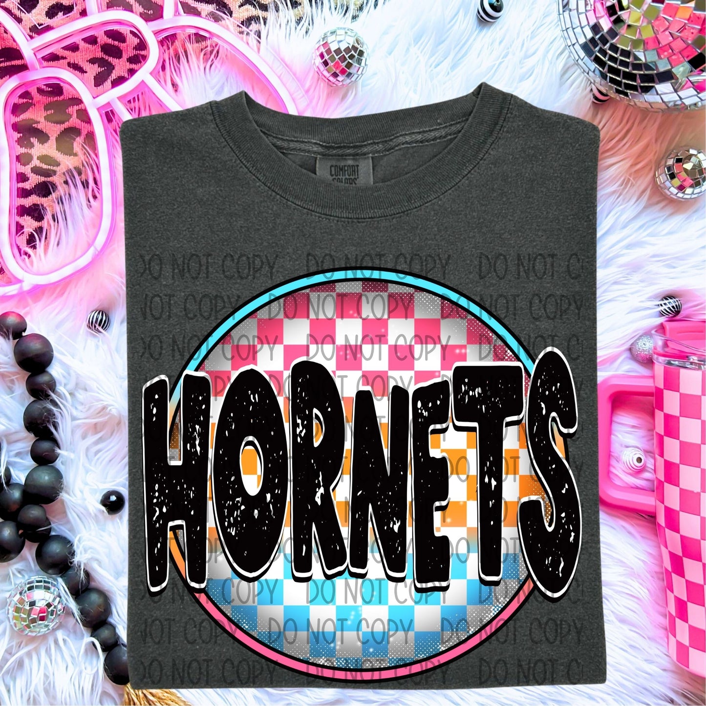 Neon Checkered Mascots DTF Transfer