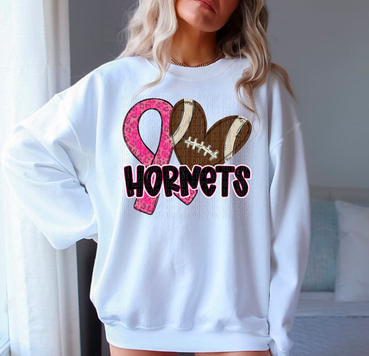 Hornets Pink Out Football Ribbon DTF Transfer