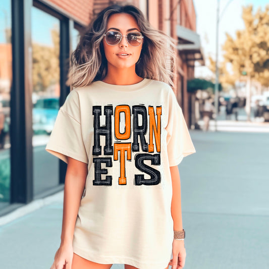 Hornets Orange/Black DTF Transfer