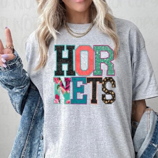 Hornets Faux Appliqué DTF Transfer