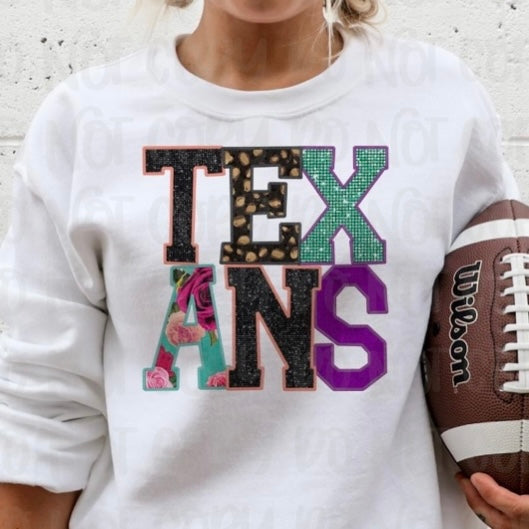 Texans Faux Appliqué DTF Transfer