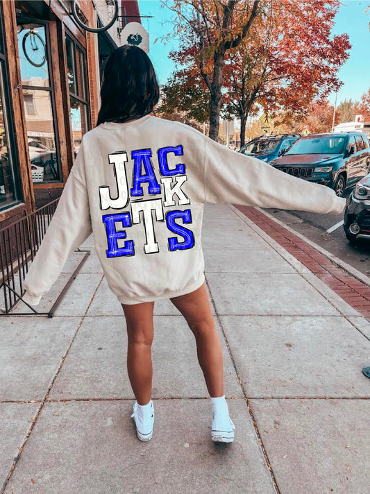 Jackets White/Royal Blue DTF Transfer