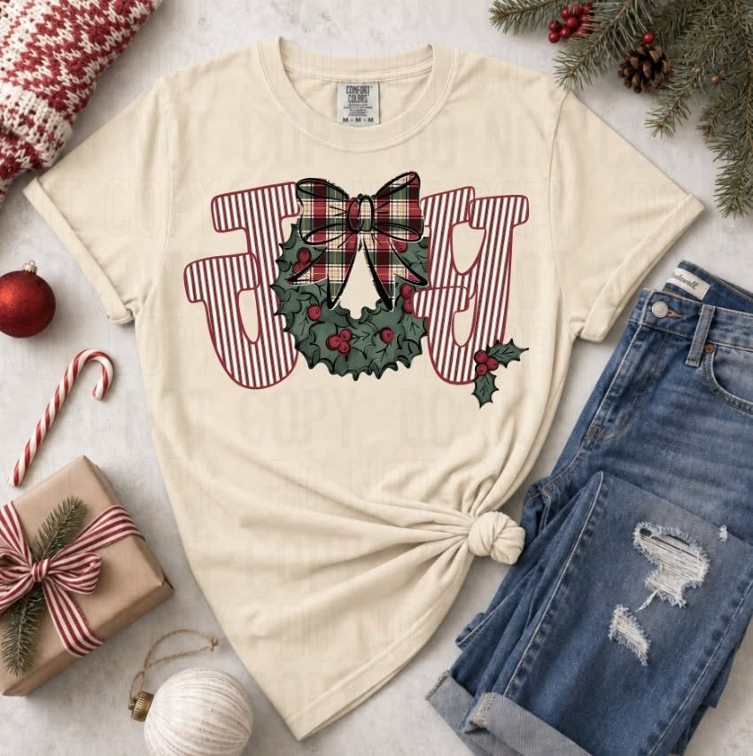 Joy Christmas Wreath DTF Transfer