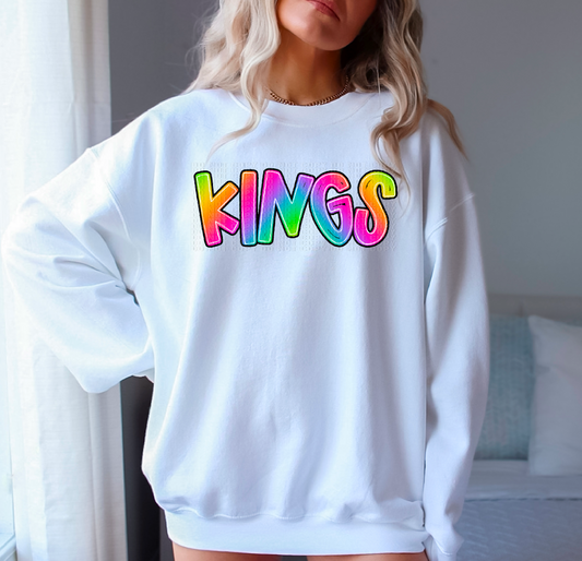 Kings Tie-Dye Handlettered Mascot DTF Transfer