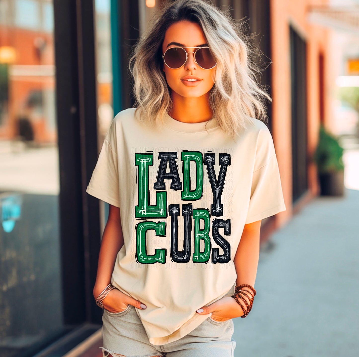 Lady Cubs Black/Green DTF Transfer