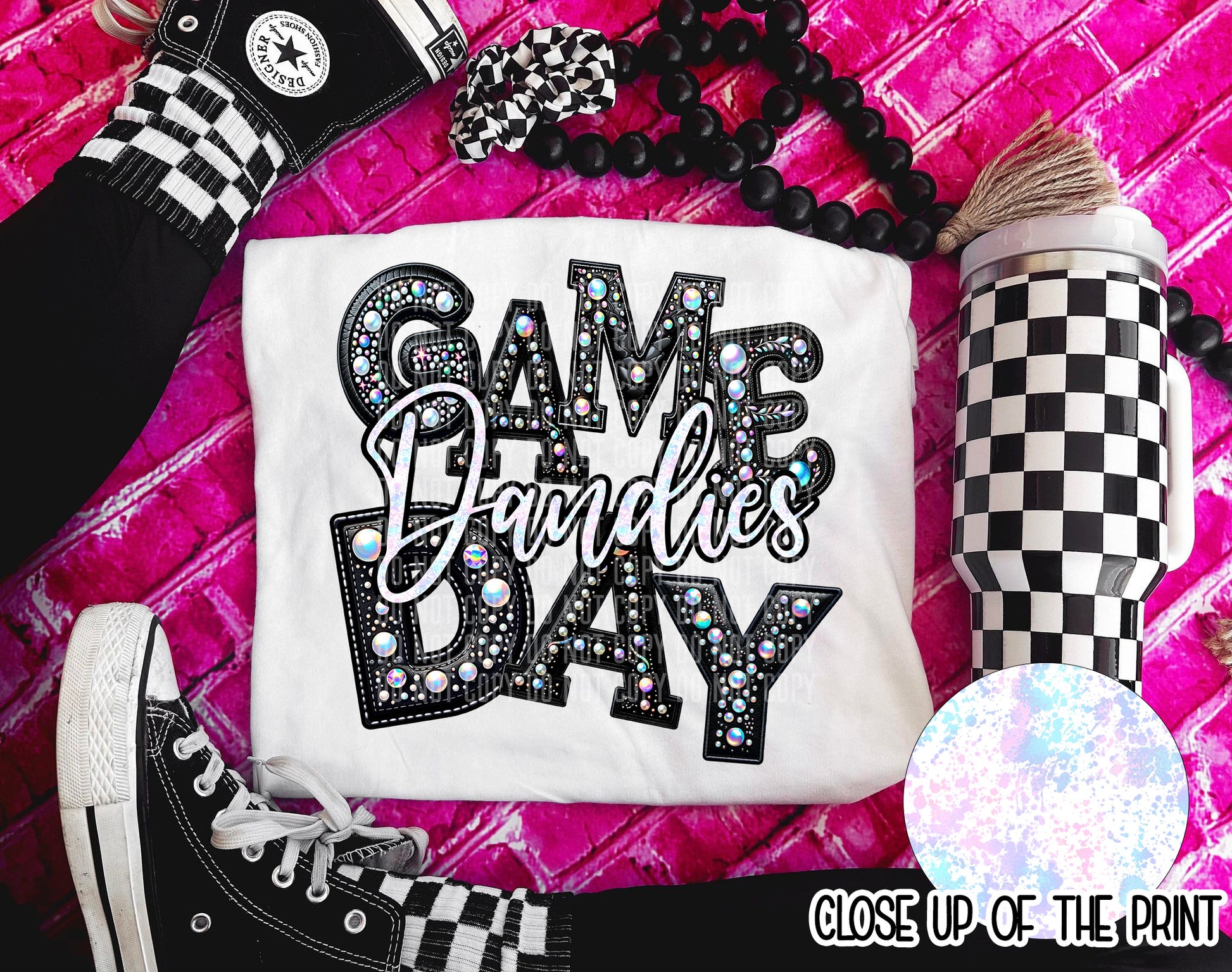 Leather Rhinestone Game Day DTF Transfer