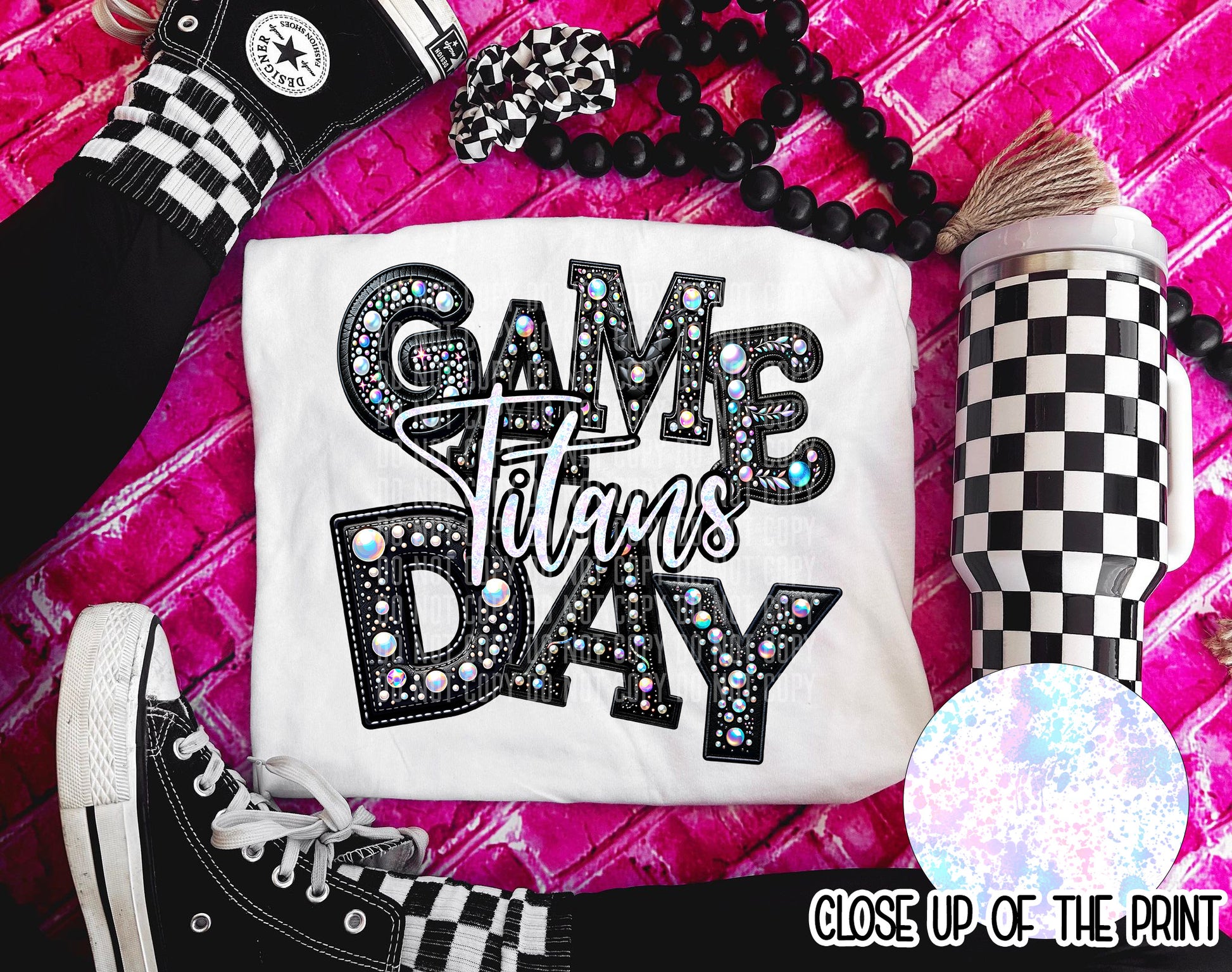 Leather Rhinestone Game Day DTF Transfer